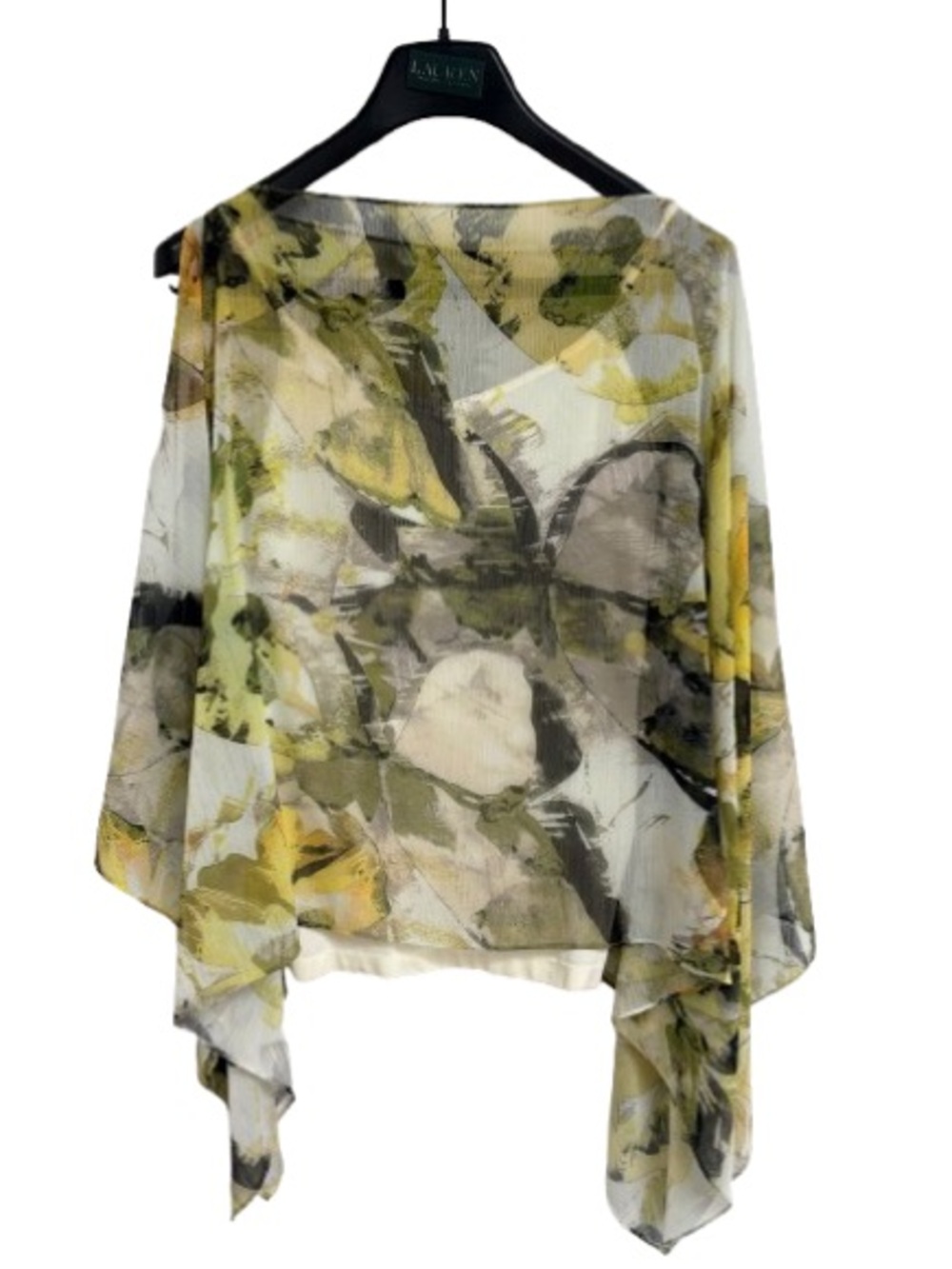 Conrad C Studio Sheer Floral Watercolor Blouse - Yellow & Olive